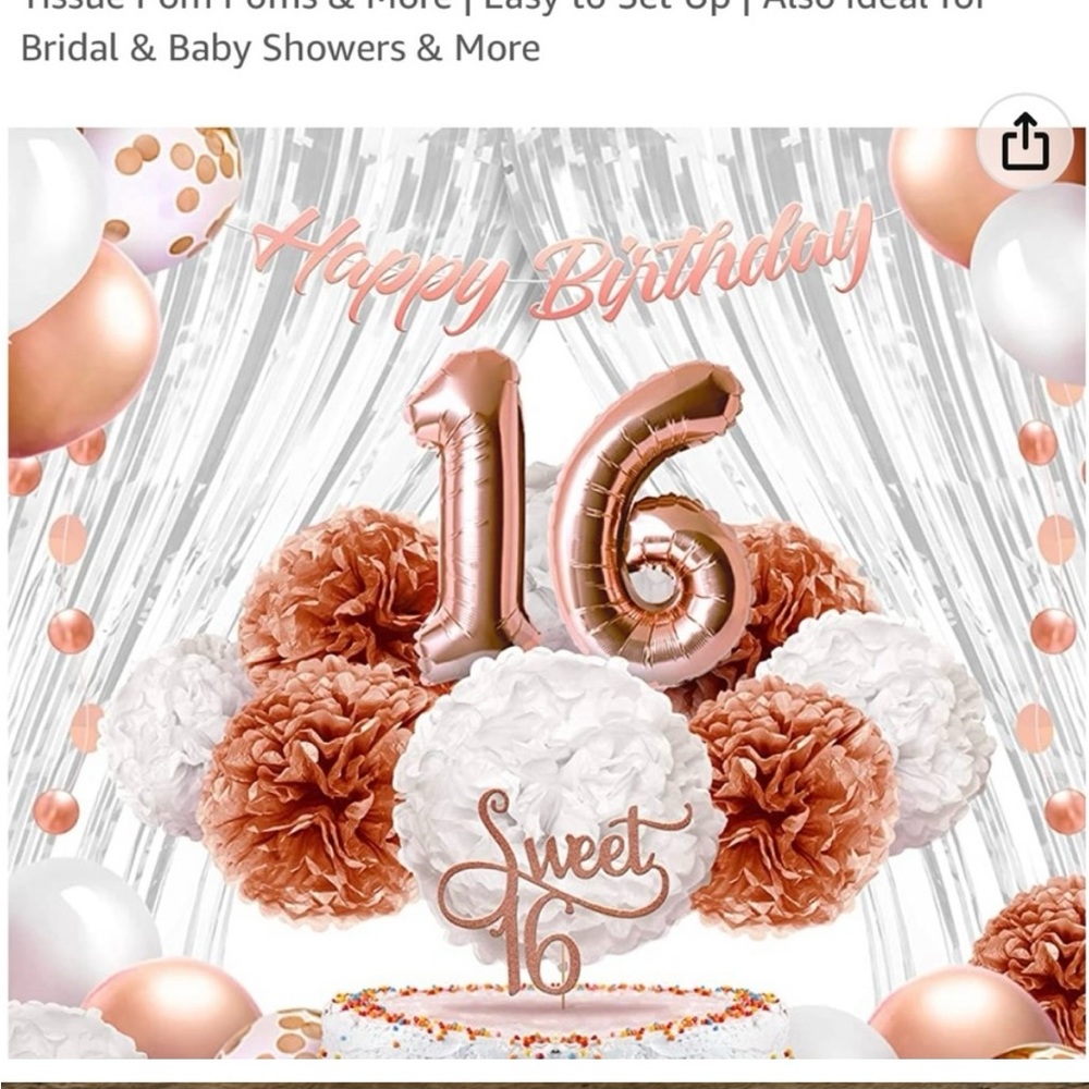 41-Piece Rose Gold Sweet 16 Birthday
Decorations